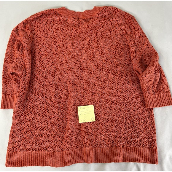 Torrid Womens Orange V-Neck 3/4 Sleeve Open Knit Pullover Sweater Size 5X - Picture 10 of 11